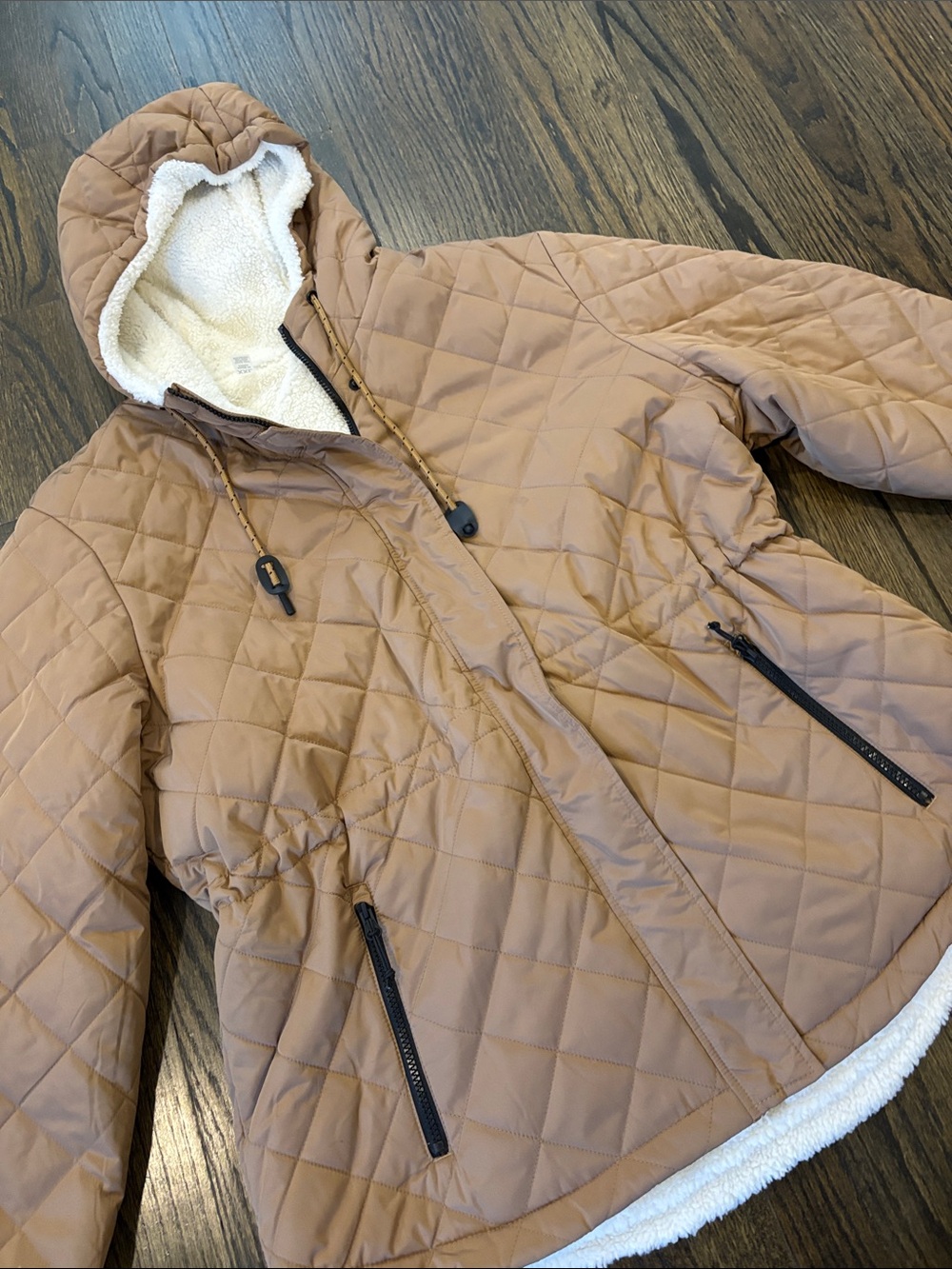Women’sQuilted Hooded Jacket in Light Brown- XXL (NWOT) - Picture 6 of 12